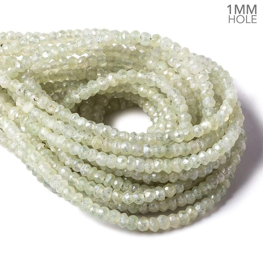 4-4.5mm Mystic Prehnite faceted rondelle beads 1mm hole 12 inch 112 pieces - Beadsofcambay.com