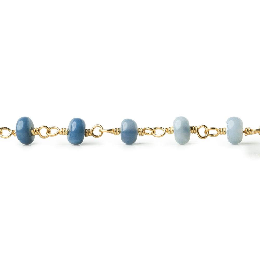 4-4.5mm Owyhee Blue Opal plain rondelle Vermeil Chain by the foot - Beadsofcambay.com