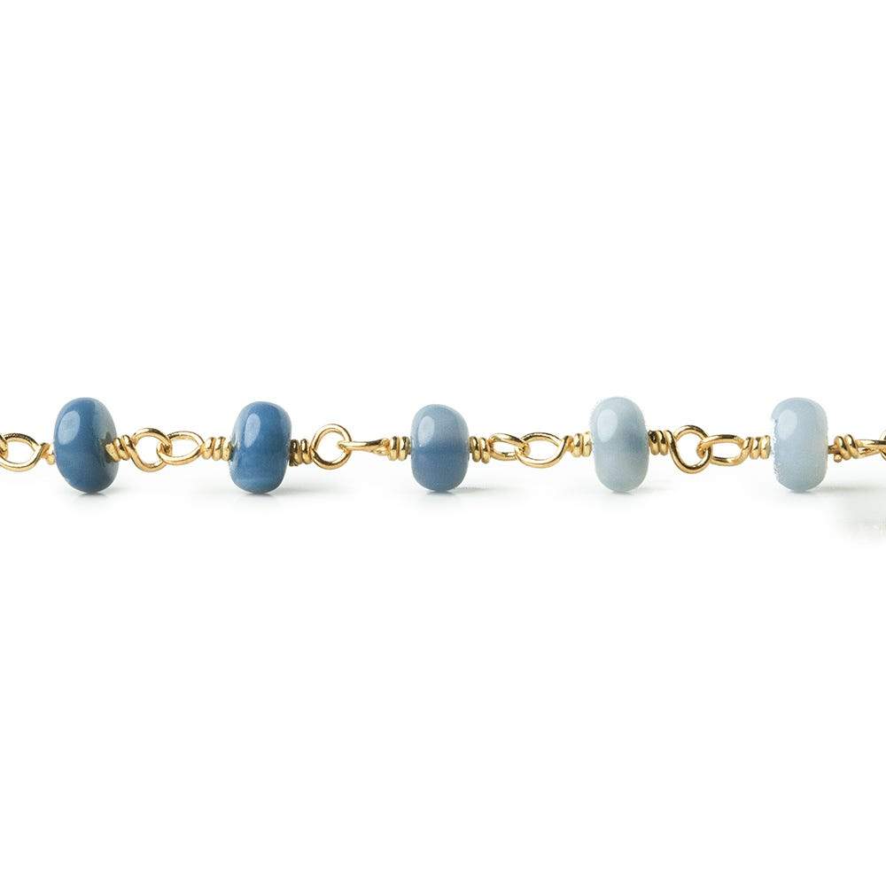 4-4.5mm Owyhee Blue Opal plain rondelle Vermeil Chain by the foot - Beadsofcambay.com
