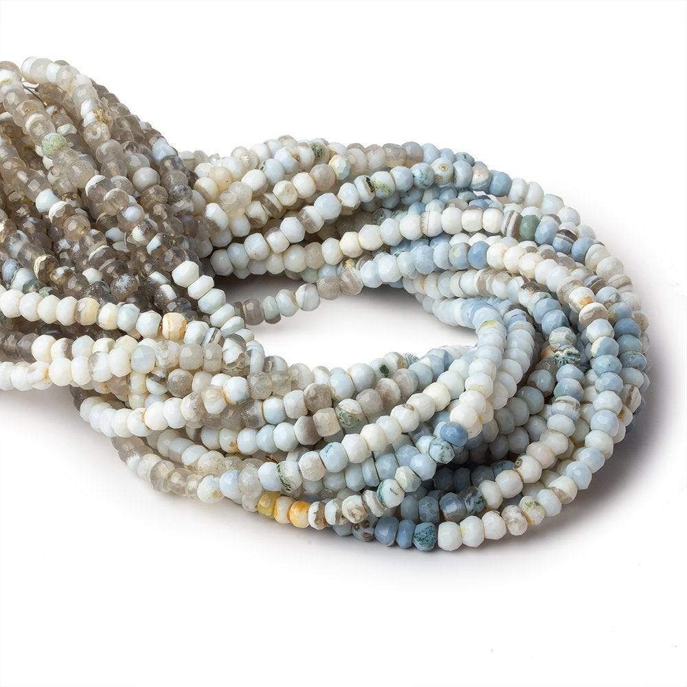 4-4.5mm Owyhee Natural Denim Blue Opal faceted rondelles 13 inch 97 beads - Beadsofcambay.com