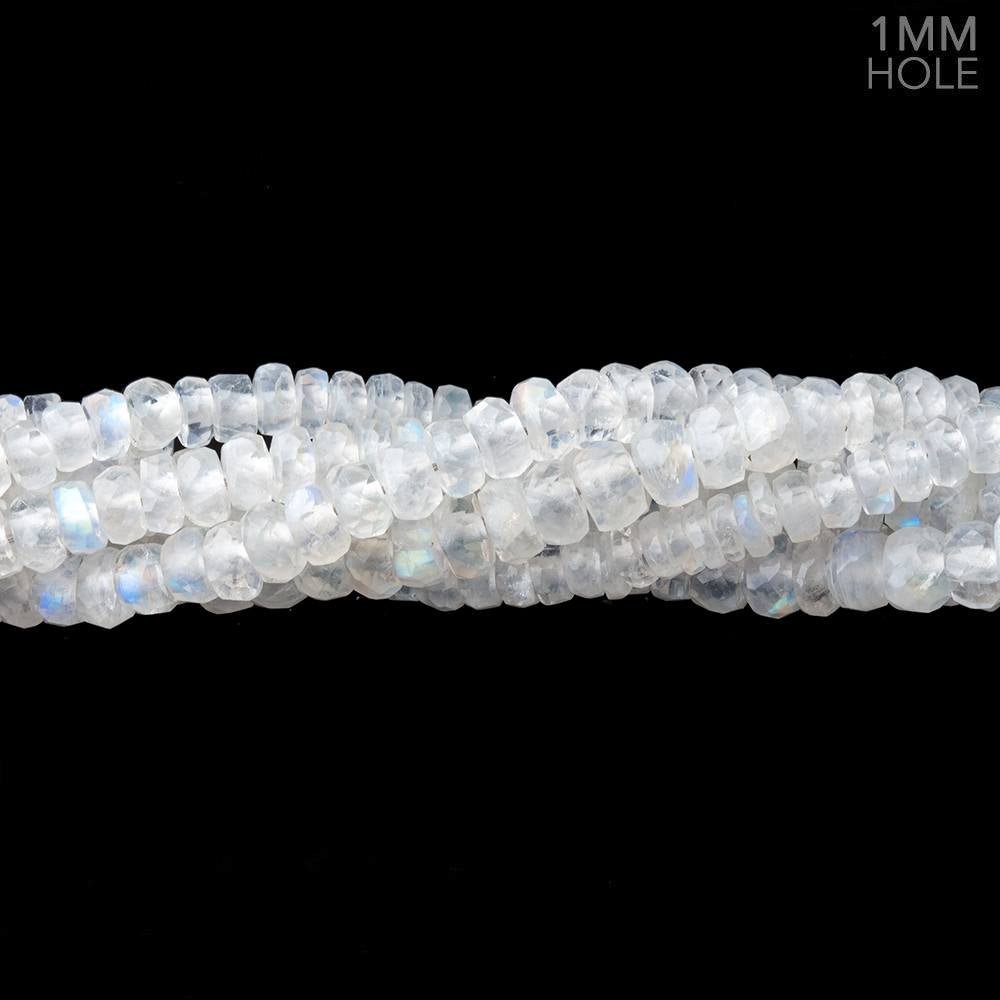 4-4.5mm Rainbow Moonstone faceted rondelle 1mm large hole 13 inch 136 Beads - Beadsofcambay.com