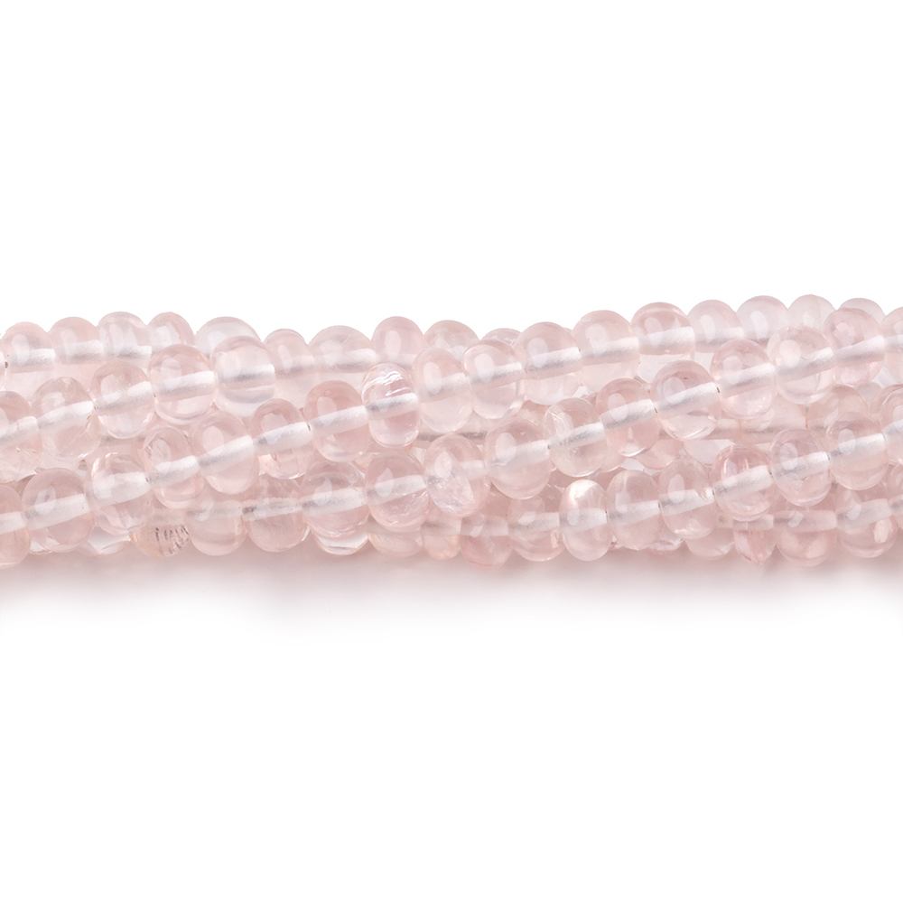 4-4.5mm Rose Quartz Plain Rondelle Beads 16 inch 133 pieces - Beadsofcambay.com
