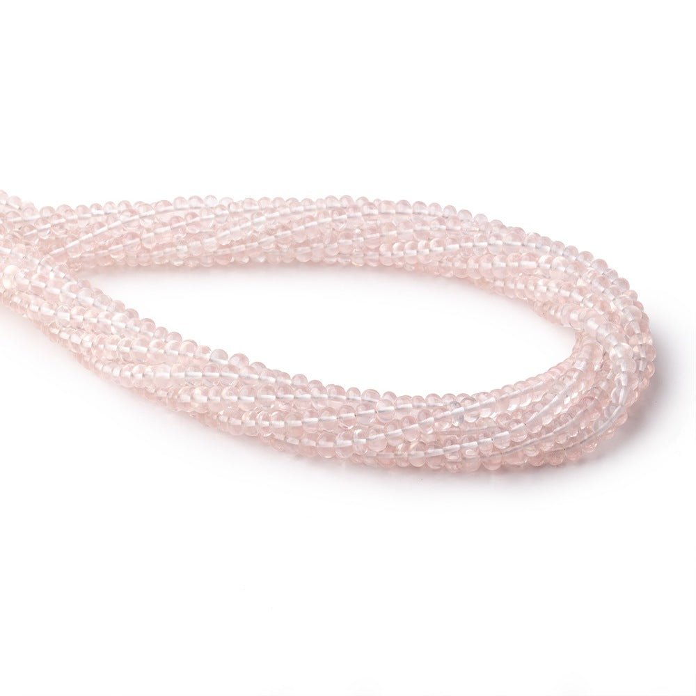 4-4.5mm Rose Quartz Plain Rondelle Beads 16 inch 133 pieces - Beadsofcambay.com
