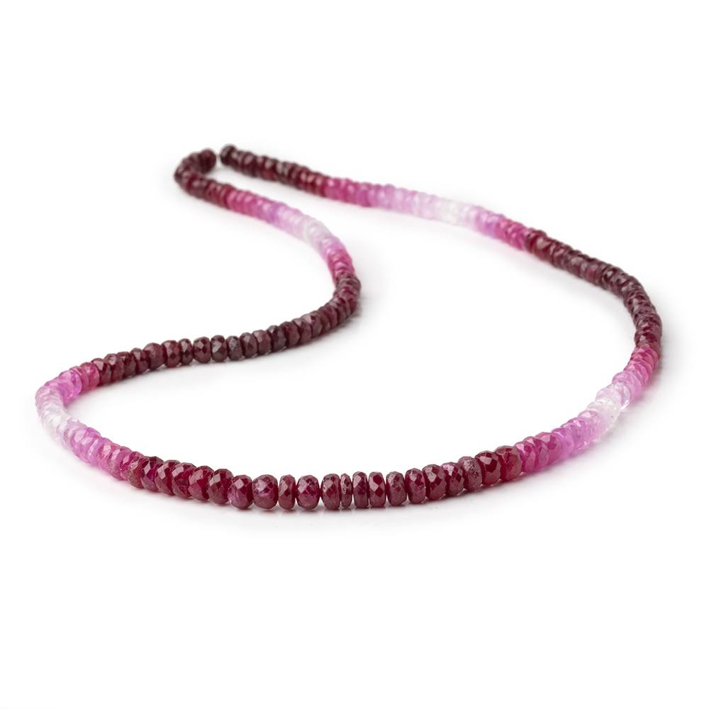 4-4.5mm Shaded Ruby and Sapphire Faceted Rondelles 15.75 inch 180 Beads AA - Beadsofcambay.com