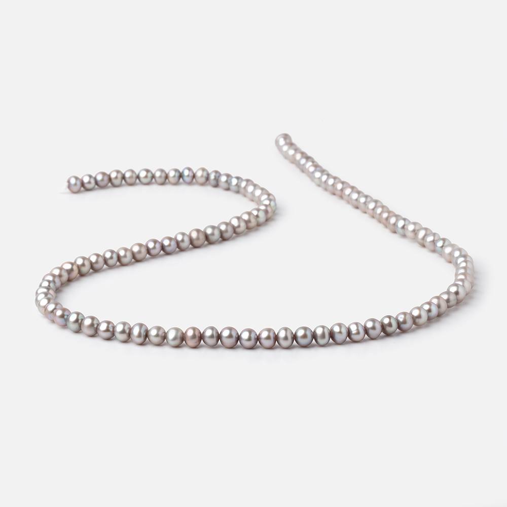 4-4.5mm Silver Off Round Freshwater Pearls 15.5 inch 95 Beads - Beadsofcambay.com
