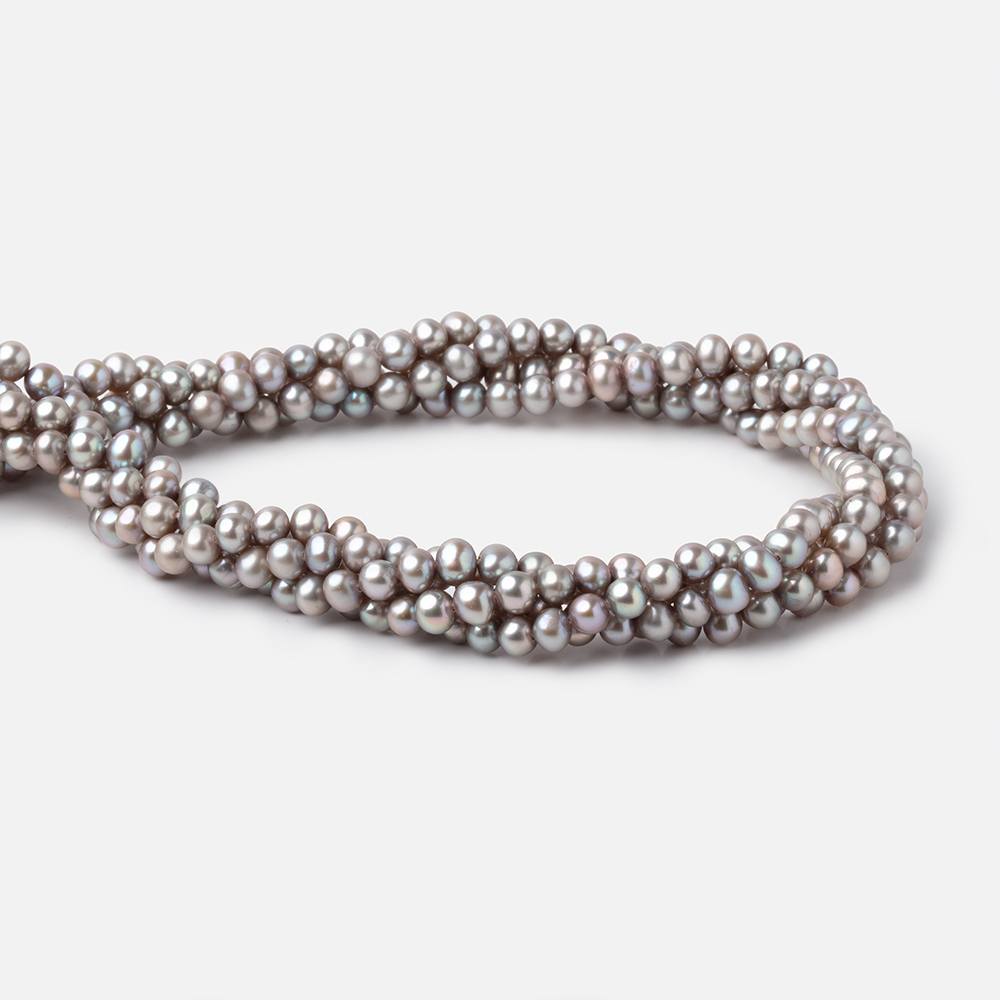 4-4.5mm Silver Off Round Freshwater Pearls 15.5 inch 95 Beads - Beadsofcambay.com