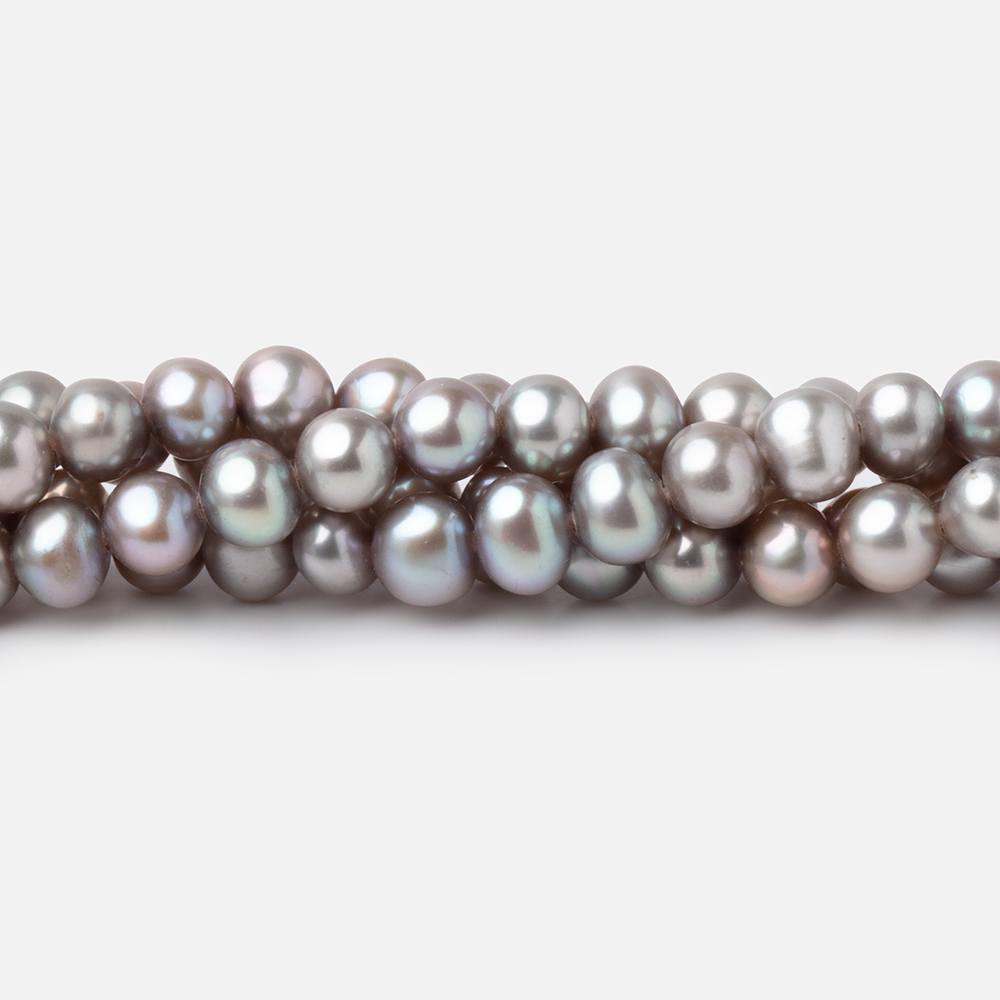 4-4.5mm Silver Off Round Freshwater Pearls 15.5 inch 95 Beads - Beadsofcambay.com