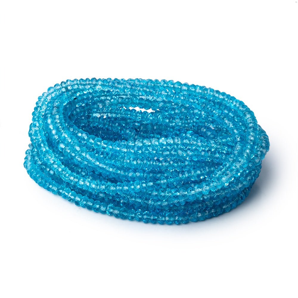 4-4.5mm Swiss Blue Topaz Faceted Rondelle Beads 16 inch 150 pieces AAA - Beadsofcambay.com