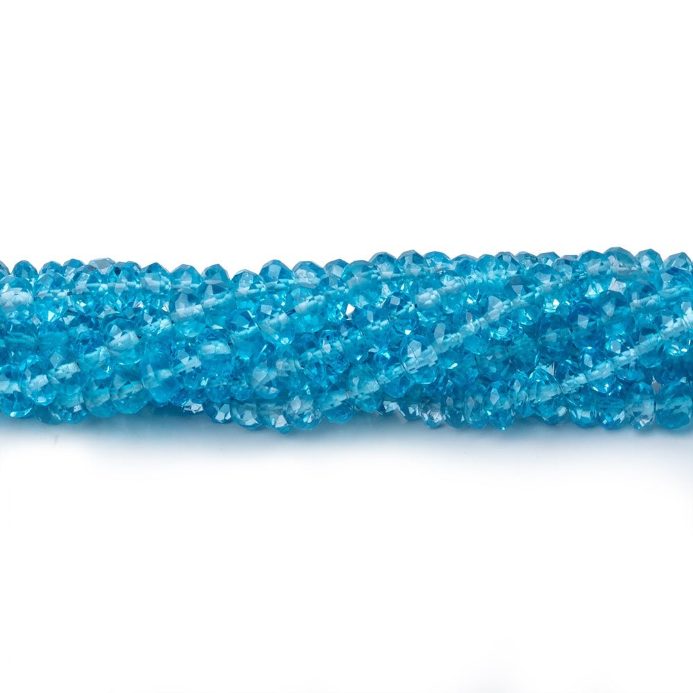 4-4.5mm Swiss Blue Topaz Faceted Rondelle Beads 16 inch 150 pieces AAA - Beadsofcambay.com
