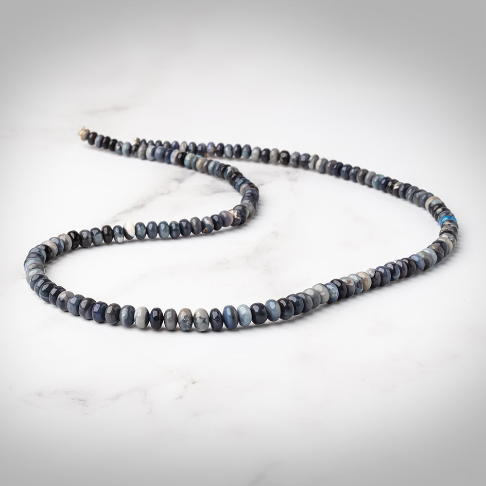 4-5.5 mm Blue Grey Australian Opal Plain Rondelles 18 inch 148 beads A - Beadsofcambay.com