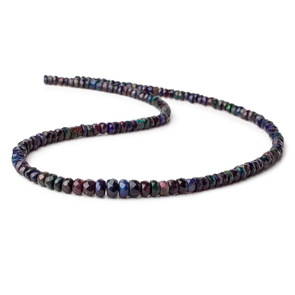 4-5.5mm Ethiopian Wollo Black Opal faceted rondelles 145 beads 16 inch AA - Beadsofcambay.com