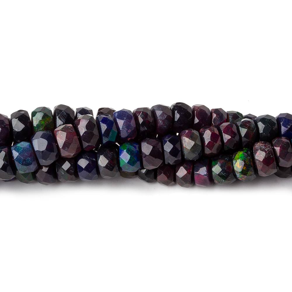 4-5.5mm Ethiopian Wollo Black Opal faceted rondelles 145 beads 16 inch AA - Beadsofcambay.com