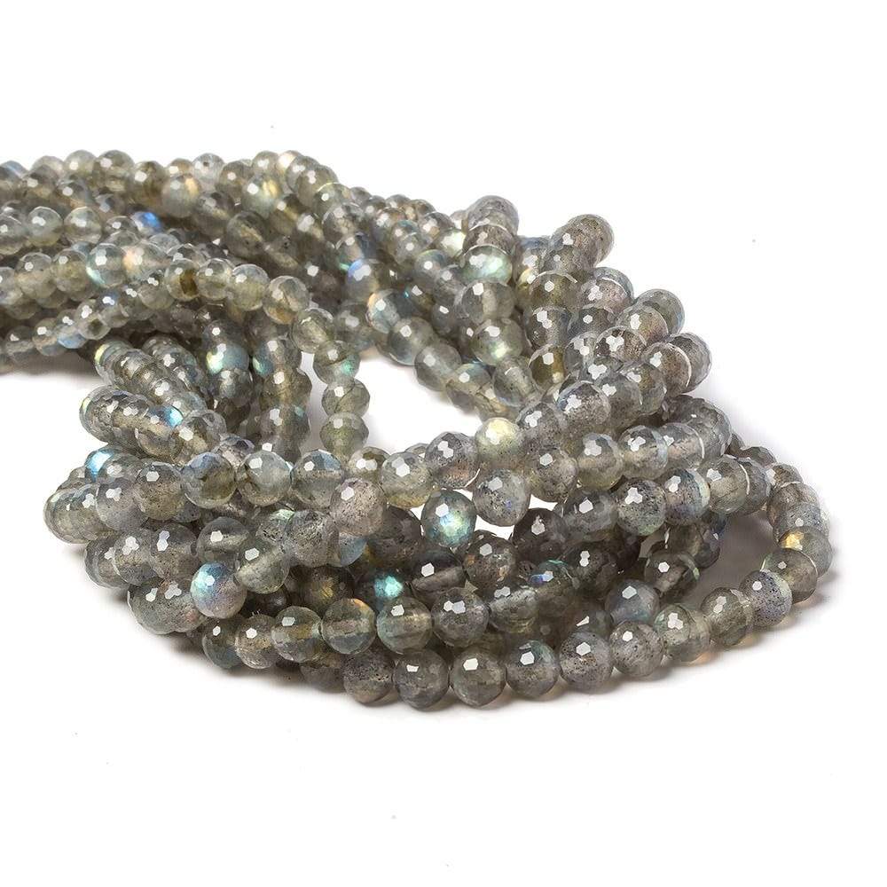 4-5.5mm Labradorite faceted round beads 15 inches 85 pieces AA - Beadsofcambay.com