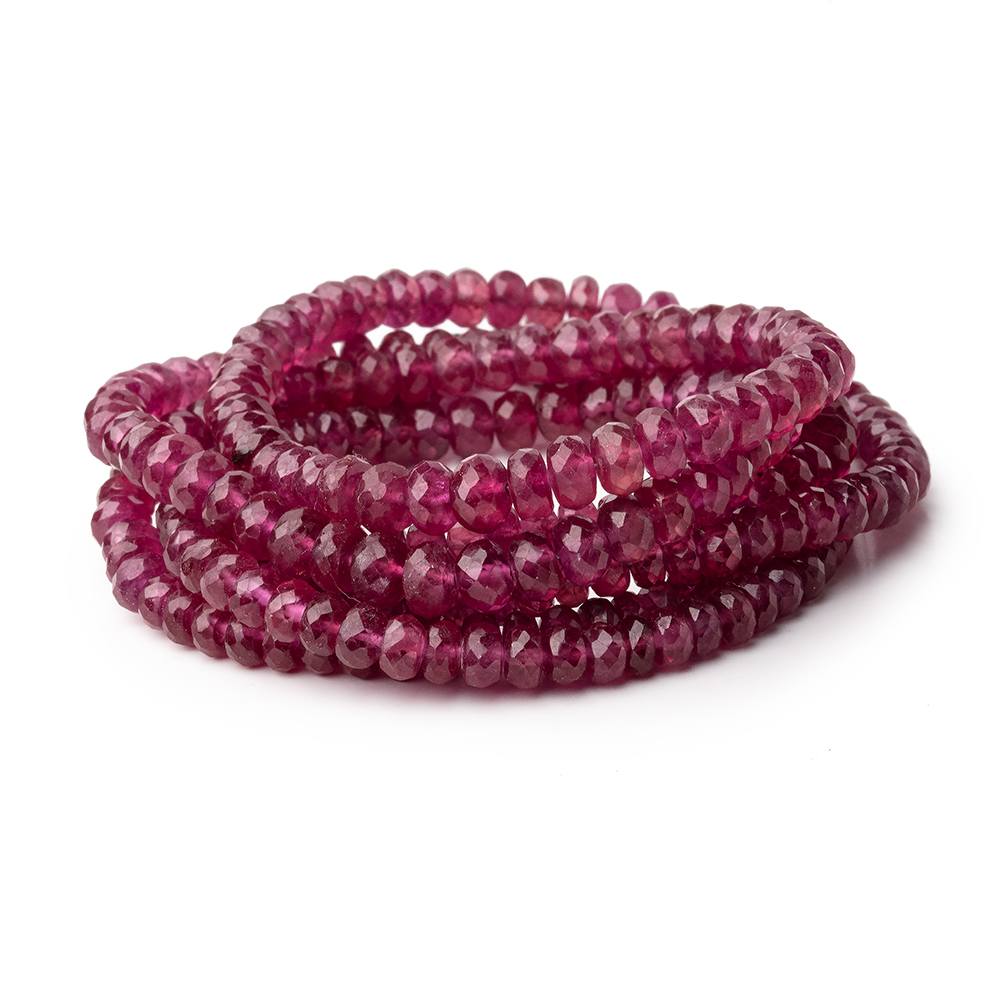 4-5.5mm Ruby Faceted Rondelle Beads 18 inch 150 pieces - Beadsofcambay.com
