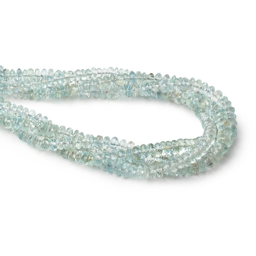 4-5mm Aquamarine Faceted Rondelle Beads 9 inch 93 pieces AA - Beadsofcambay.com