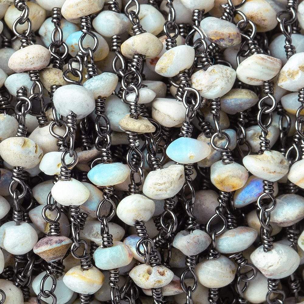 4-5mm Australian Opal plain rondelle Black Gold plated Chain by the foot 32 pieces - Beadsofcambay.com