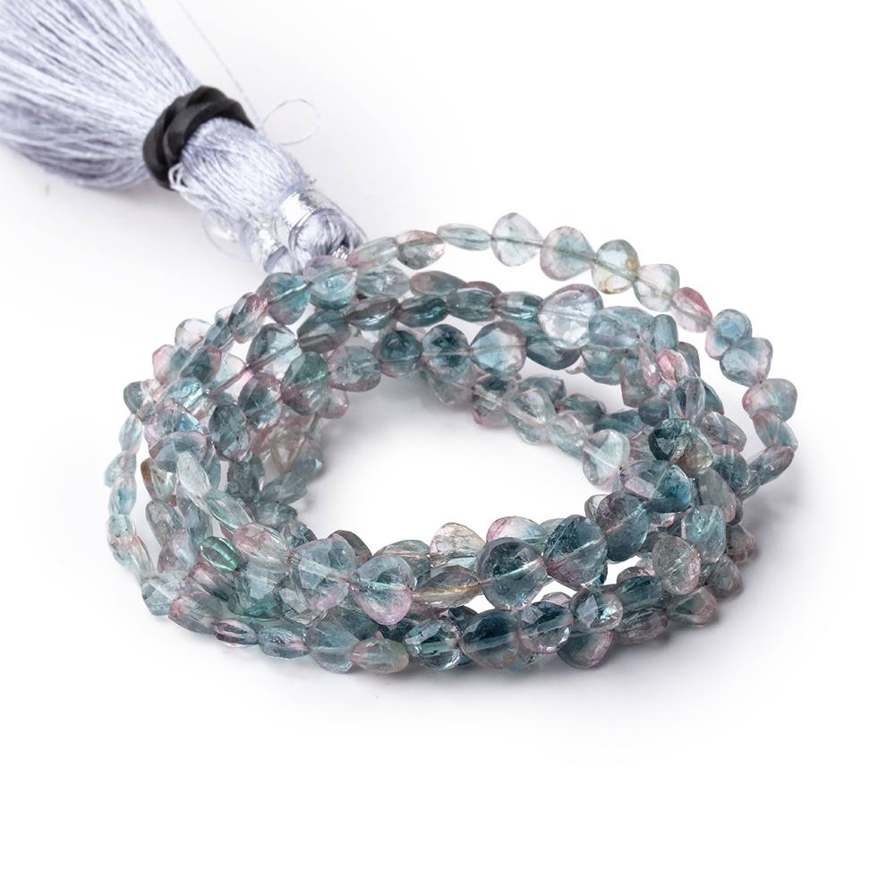 4-5mm Bi-Color Indicolite Tourmaline Faceted Heart Beads 16 inch 92 pieces - Beadsofcambay.com