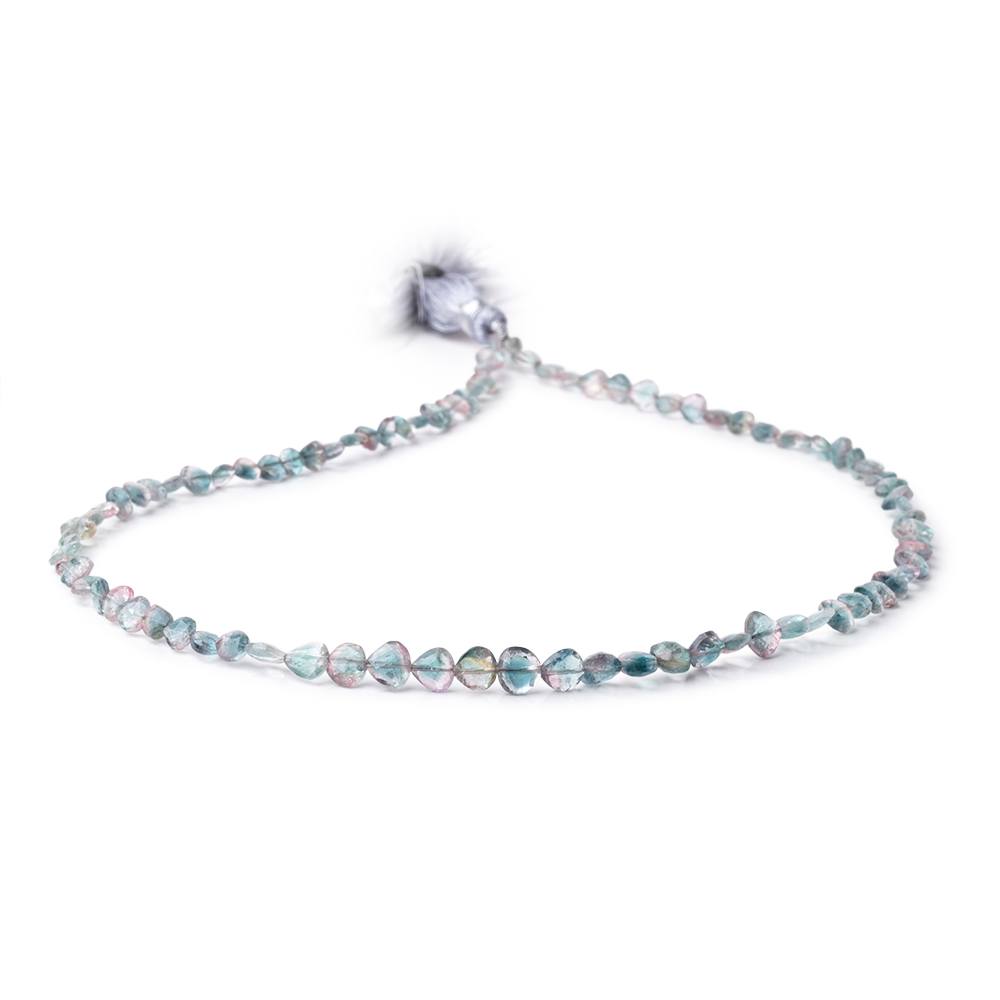 4-5mm Bi-Color Indicolite Tourmaline Faceted Heart Beads 16 inch 92 pieces - Beadsofcambay.com