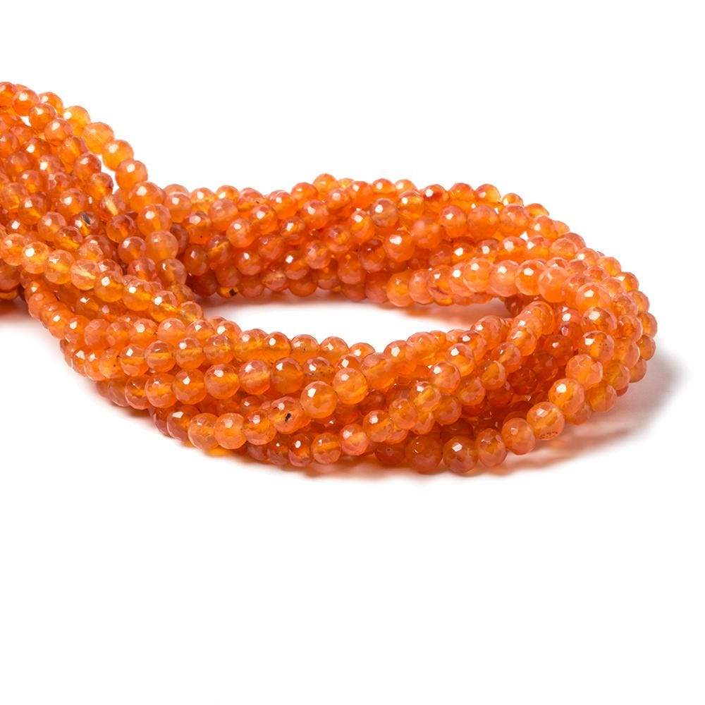 4-5mm Carnelian Beads Faceted Rounds 14 inch 74 pieces - Beadsofcambay.com
