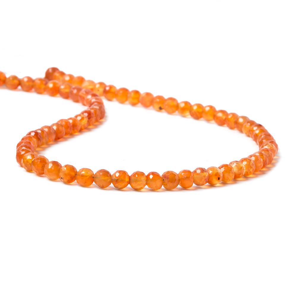 4-5mm Carnelian Beads Faceted Rounds 14 inch 74 pieces - Beadsofcambay.com