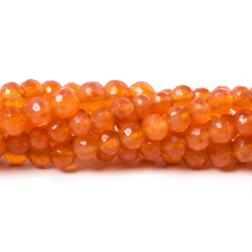 4-5mm Carnelian Beads Faceted Rounds 14 inch 74 pieces - Beadsofcambay.com