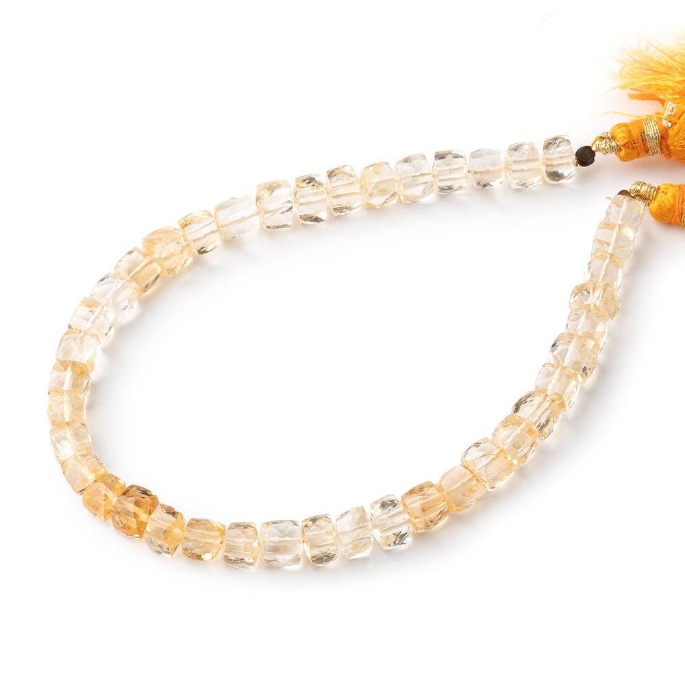 4-5mm Citrine Faceted Cube Beads 7.5 inch 38 pieces - Beadsofcambay.com