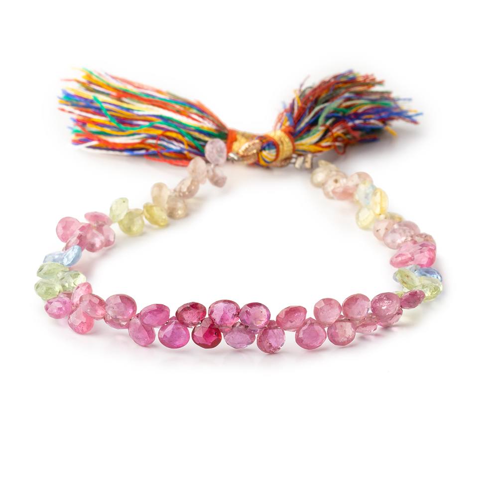 4-5mm Fancy Sapphire and Ruby Faceted Heart Beads 8 inch 74 pieces - Beadsofcambay.com
