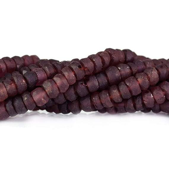 4-5mm Frosted Garnet Faceted Rondelle Beads 13 inch 115 beads - Beadsofcambay.com