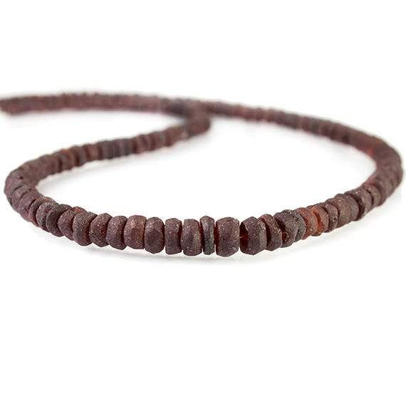 4-5mm Frosted Garnet Faceted Rondelle Beads 13 inch 115 beads - Beadsofcambay.com