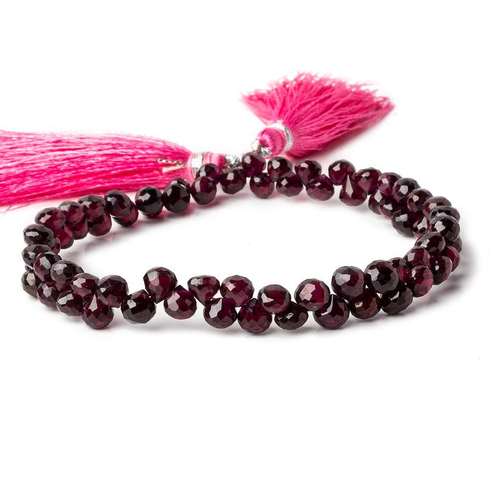 4-5mm Garnet Faceted Candy Kiss Beads 8 inch 68 pieces - Beadsofcambay.com