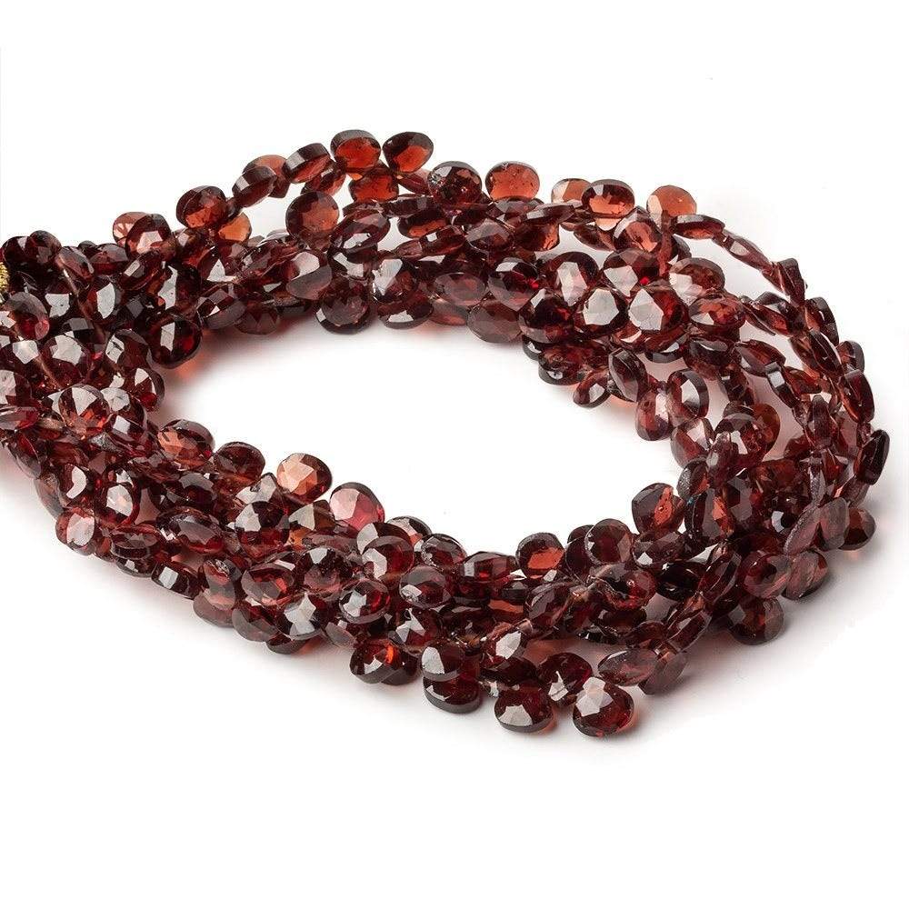 4-5mm Garnet Faceted Heart Beads 8.5 inch 74 pieces - Beadsofcambay.com