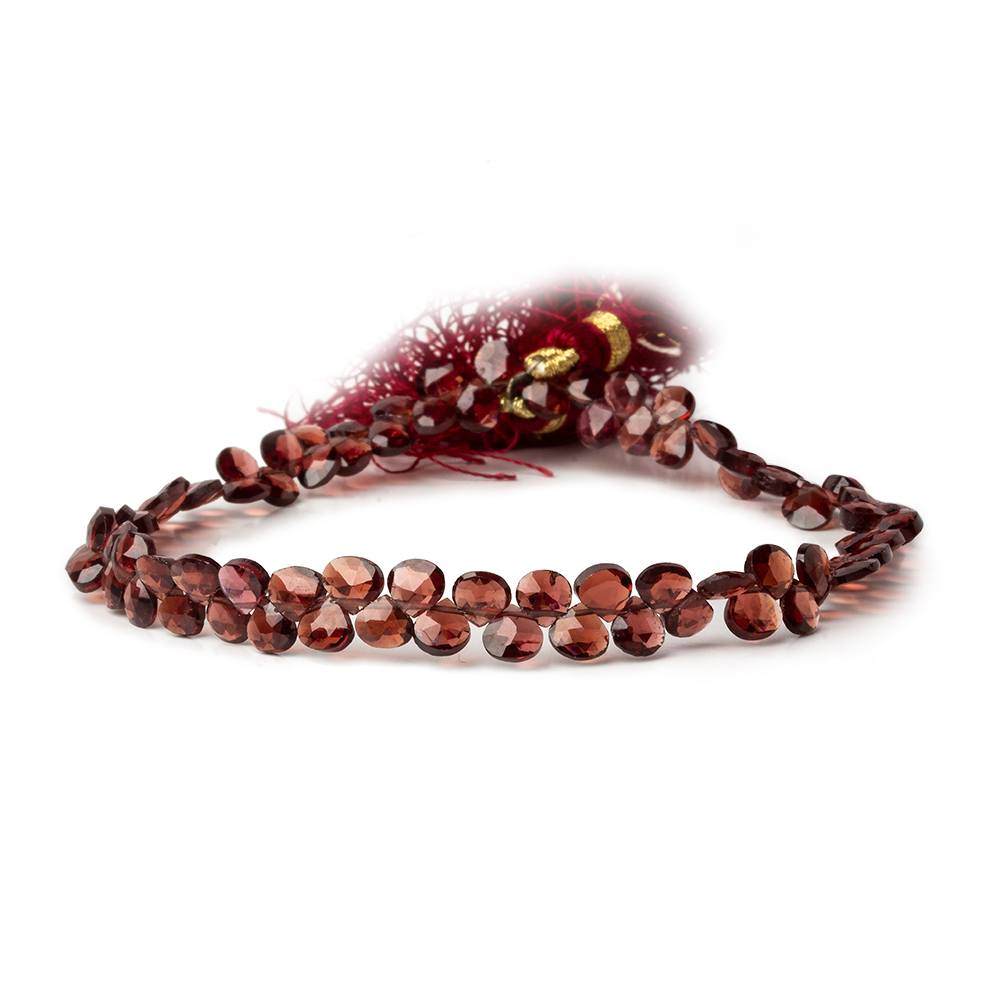 4-5mm Garnet Faceted Heart Beads 8.5 inch 74 pieces - Beadsofcambay.com