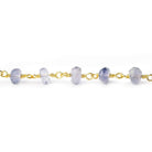 4 -5mm Iolite Faceted Rondelle Gold plated Chain by the foot - Beadsofcambay.com