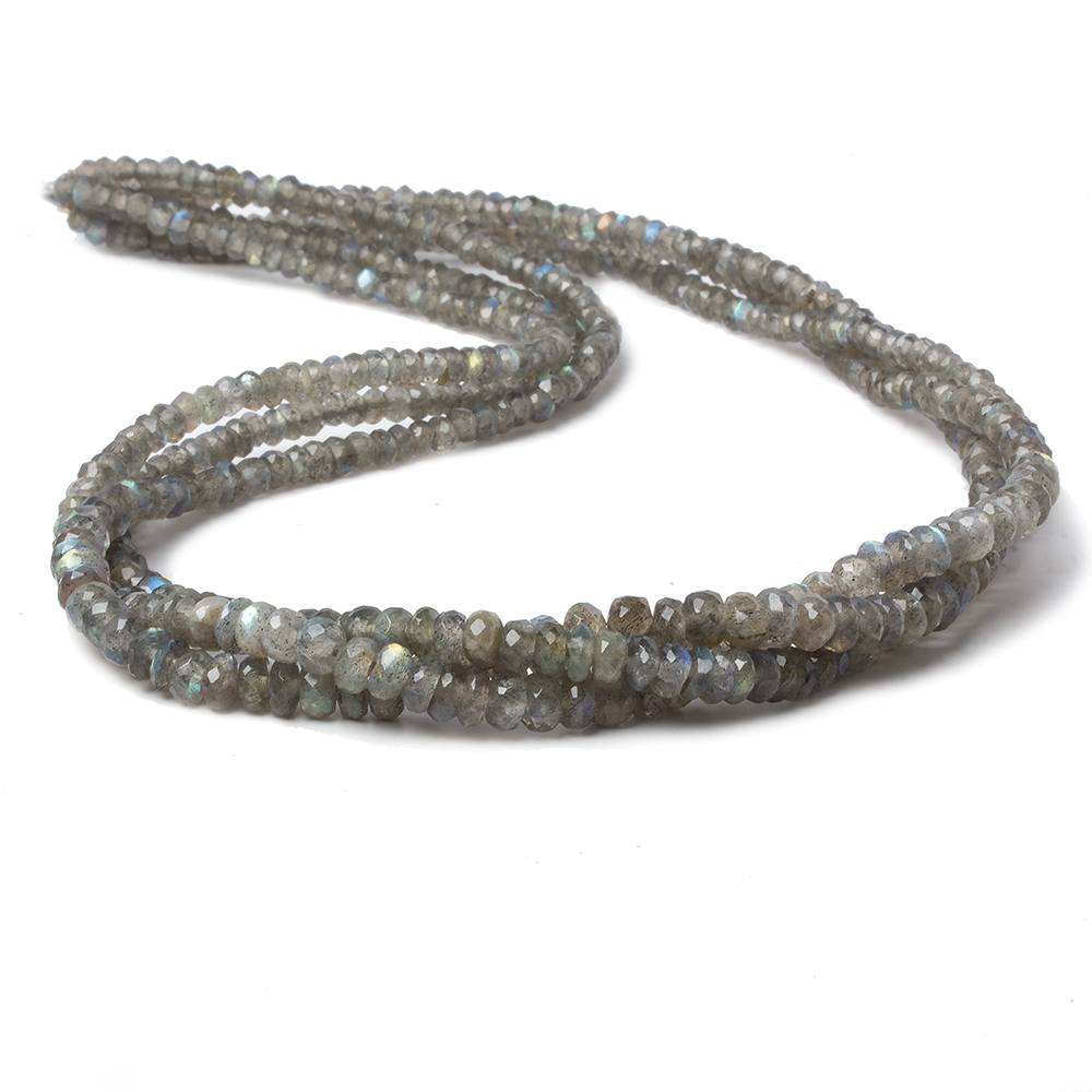 4-5mm Labradorite faceted rondelle 1mm drill hole beads 18 inch 185 pieces - Beadsofcambay.com