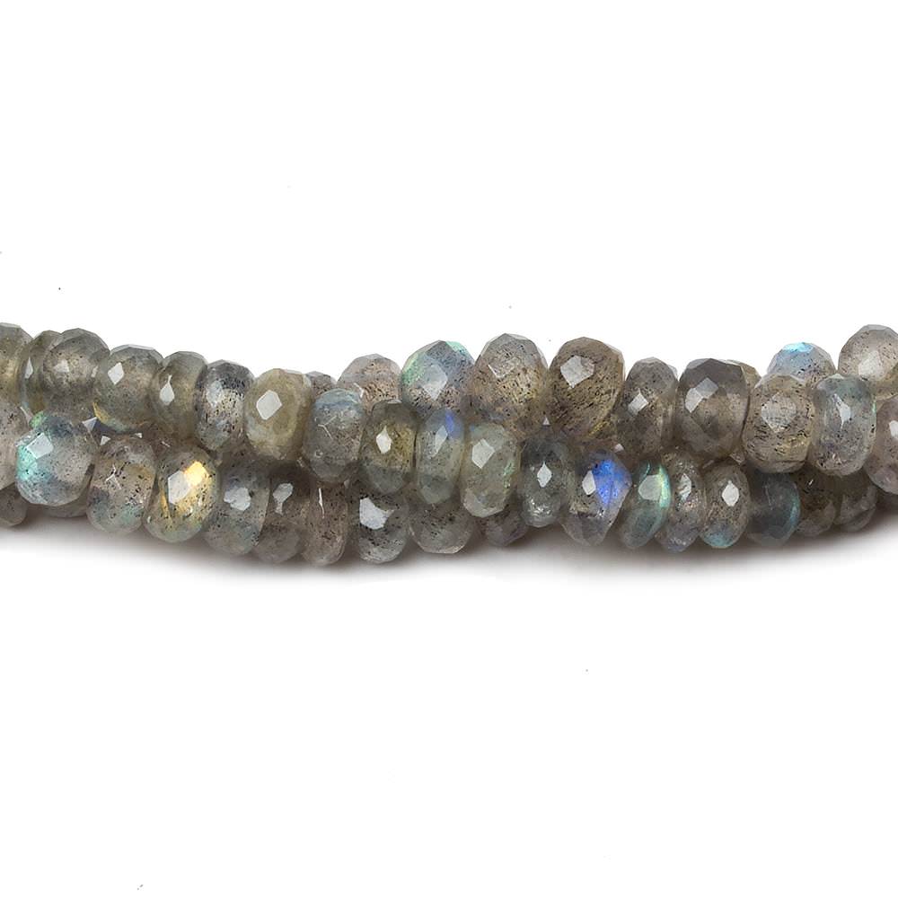 4-5mm Labradorite faceted rondelle 1mm drill hole beads 18 inch 185 pieces - Beadsofcambay.com