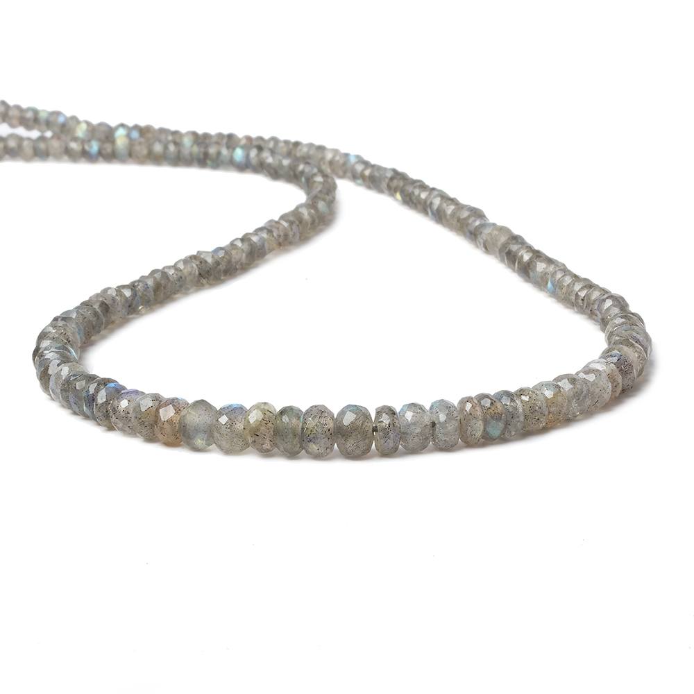 4-5mm Labradorite faceted rondelle 1mm drill hole beads 18 inch 185 pieces - Beadsofcambay.com
