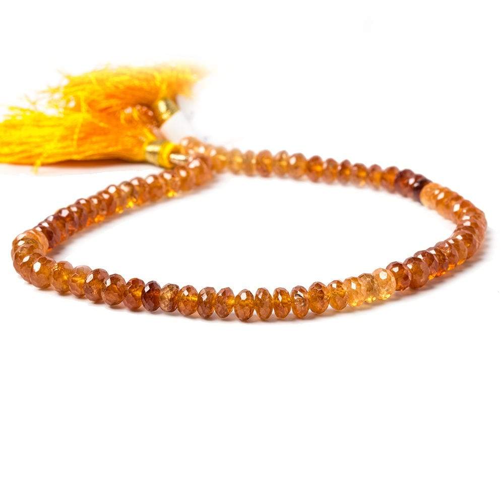 4-5mm Mandarin Garnet Faceted Rondelle 8.5 inch 80 pieces - Beadsofcambay.com