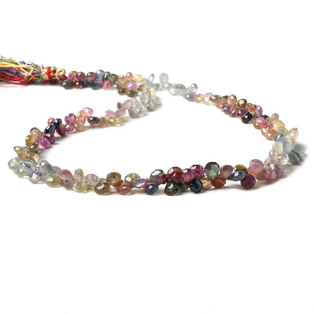 4-5mm Multi-Color Fancy Sapphire and Ruby Heart Briolette 17 inch 152 pieces - Beadsofcambay.com