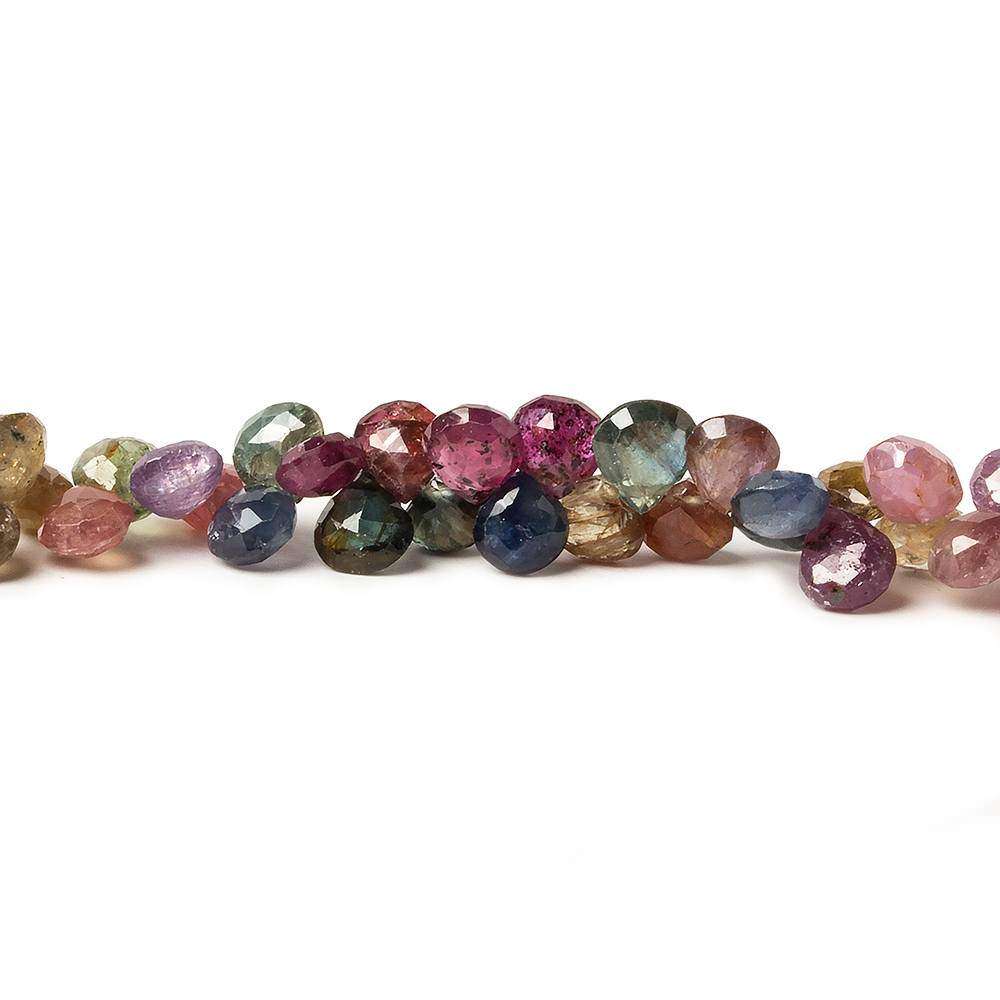 4-5mm Multi-Color Fancy Sapphire and Ruby Heart Briolette 17 inch 152 pieces - Beadsofcambay.com