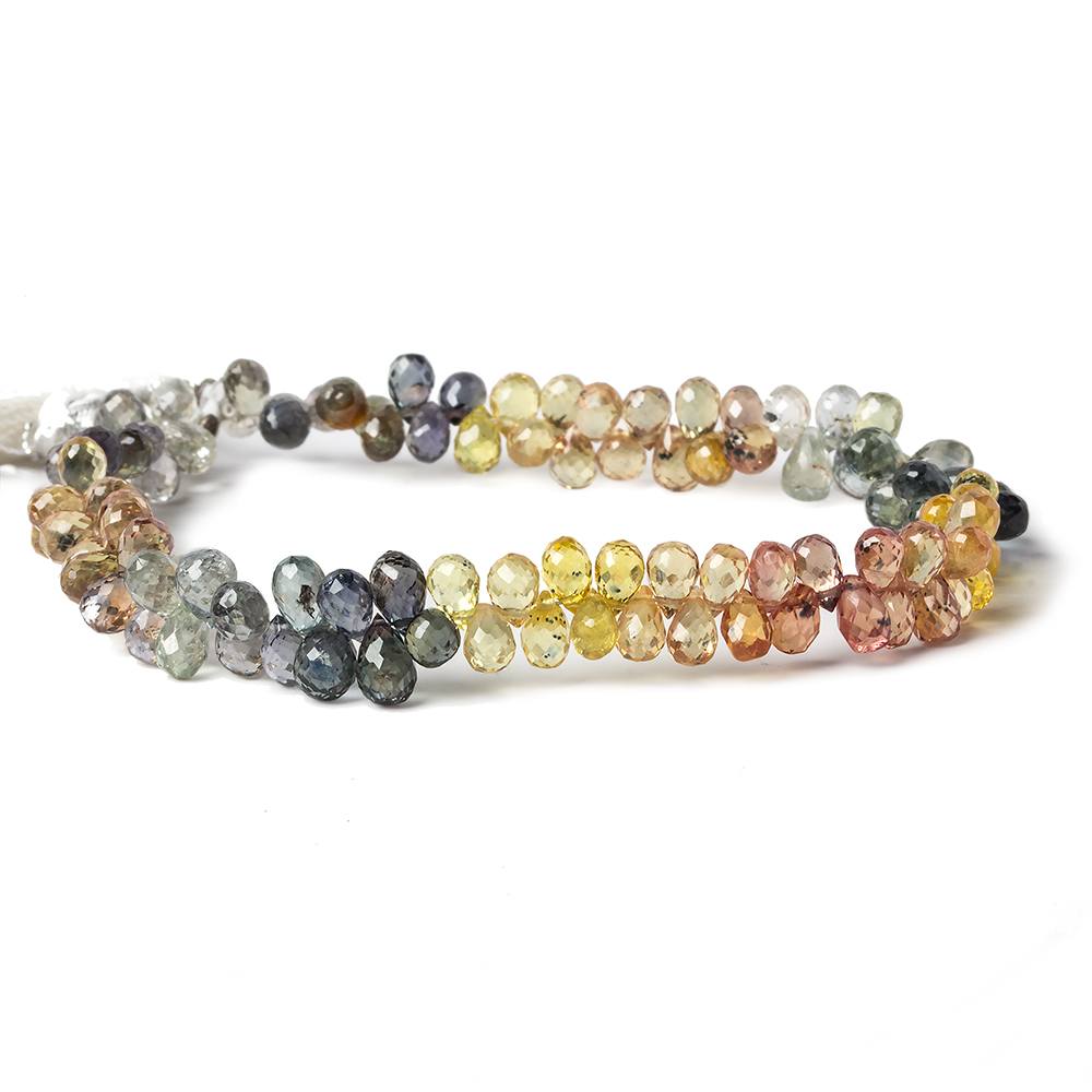 4-5mm Multi Color Songea Sapphire Faceted Tear Drop 7.25 inch 108 Beads - Beadsofcambay.com