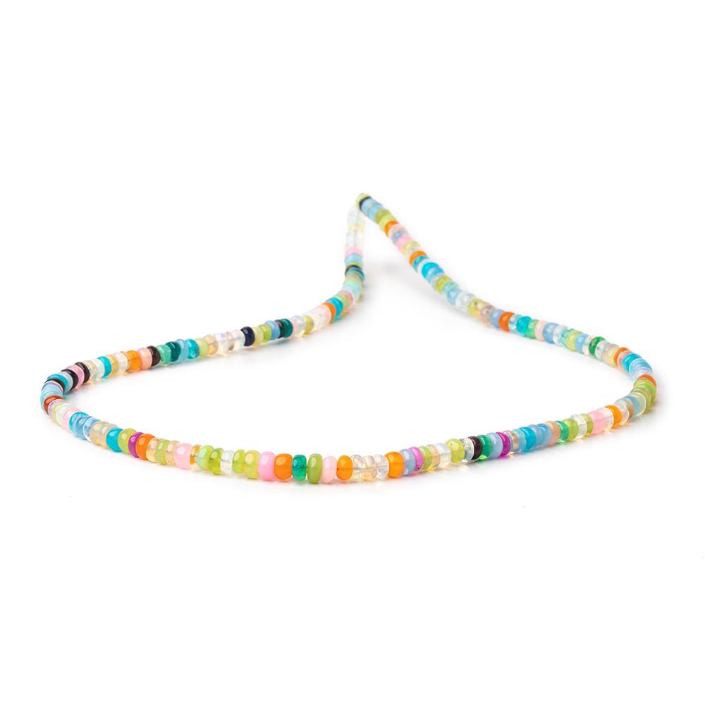 4-5mm Neon Multi Color Ethiopian Opal Plain Rondelle Beads 16 inch 184 pieces - Beadsofcambay.com
