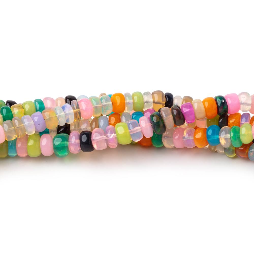 4-5mm Neon Multi Color Ethiopian Opal Plain Rondelle Beads 16 inch 184 pieces - Beadsofcambay.com