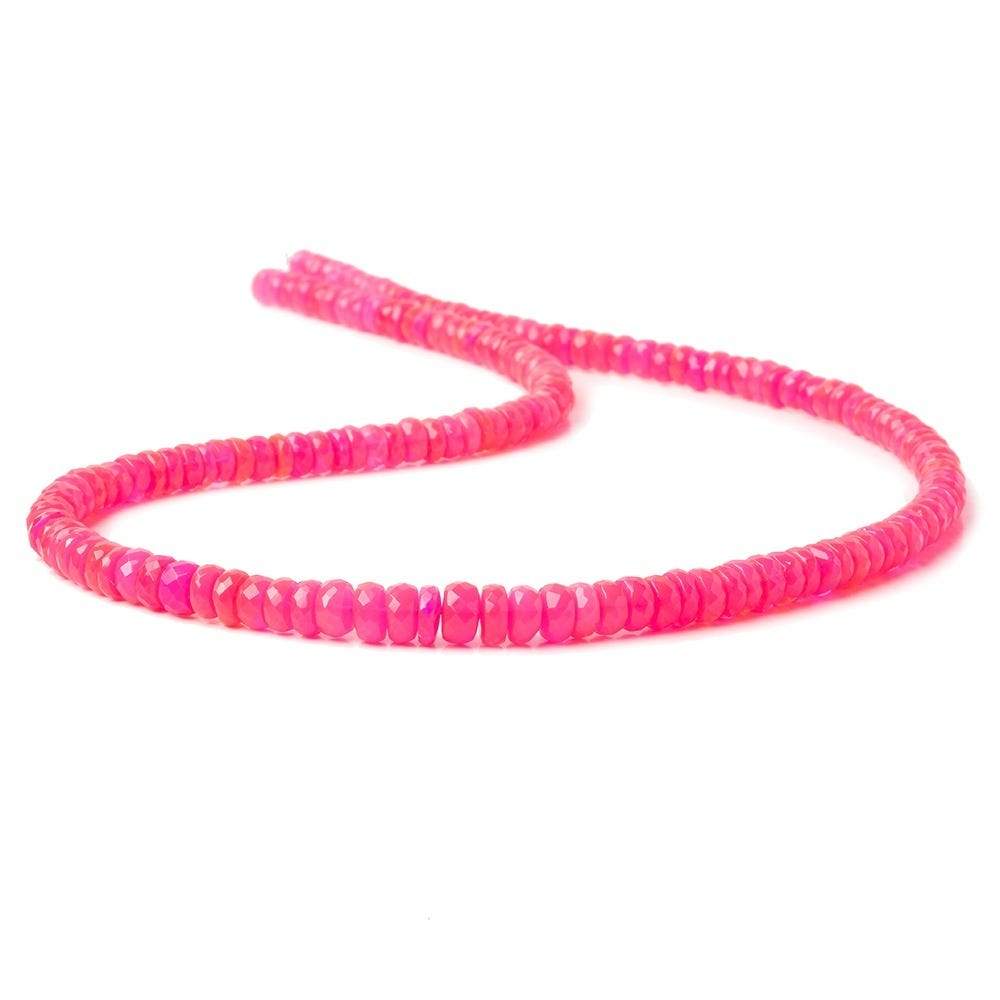 4-5mm Neon Pink Ethiopian Opal Faceted Rondelles 18 inch 170 color treated beads - Beadsofcambay.com