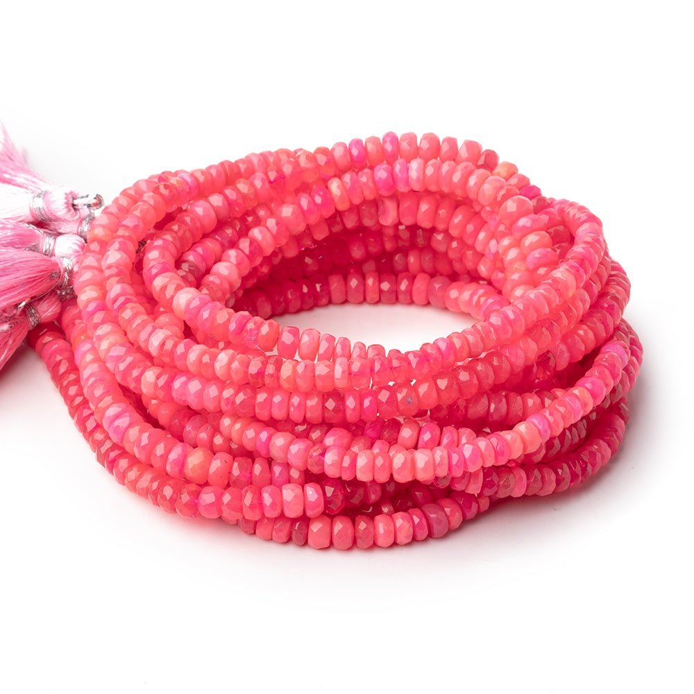 4-5mm Pink Ethiopian Opal Faceted Rondelle Beads 16 inch 136 pieces - Beadsofcambay.com