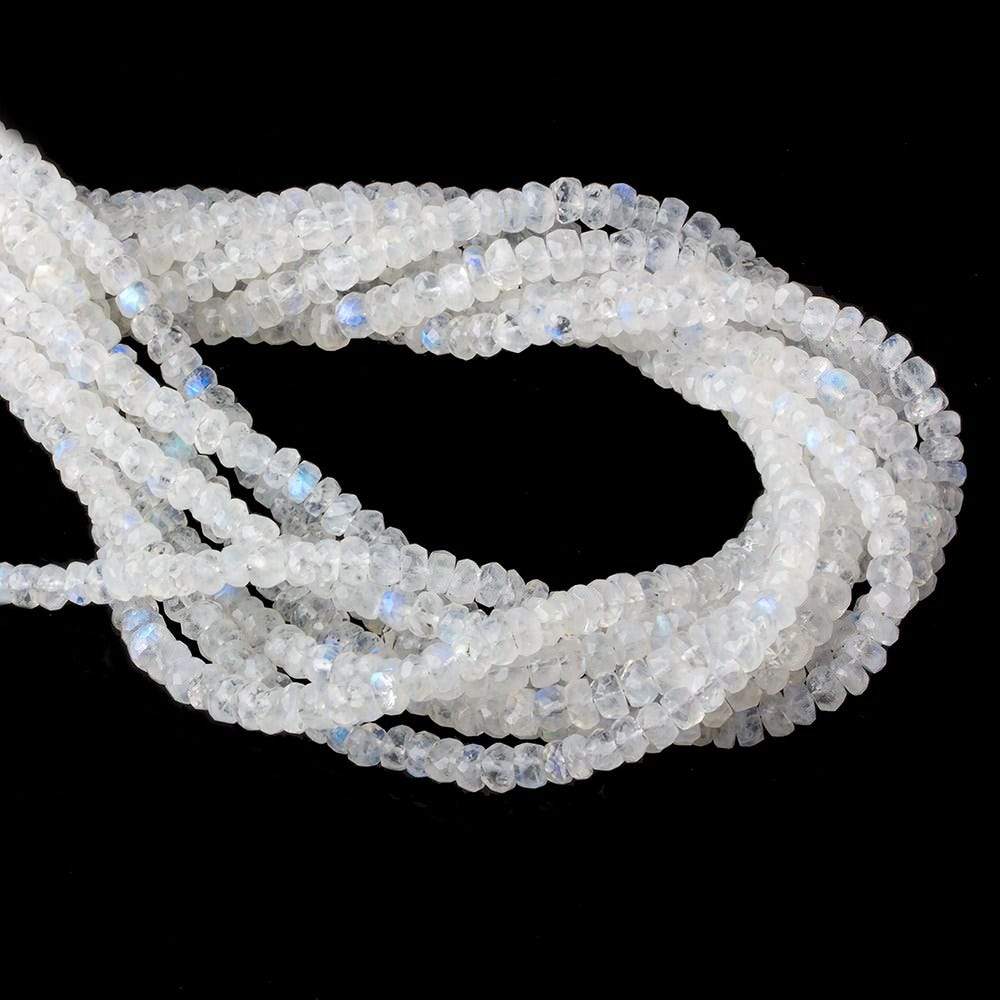 4-5mm Rainbow Moonstone Faceted Rondelle Beads 14 inch 110 pieces AA - Beadsofcambay.com