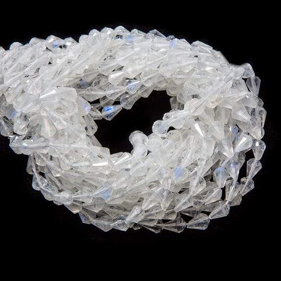 4-5mm Rainbow Moonstone faceted tear drops 16 inch 75 beads - Beadsofcambay.com