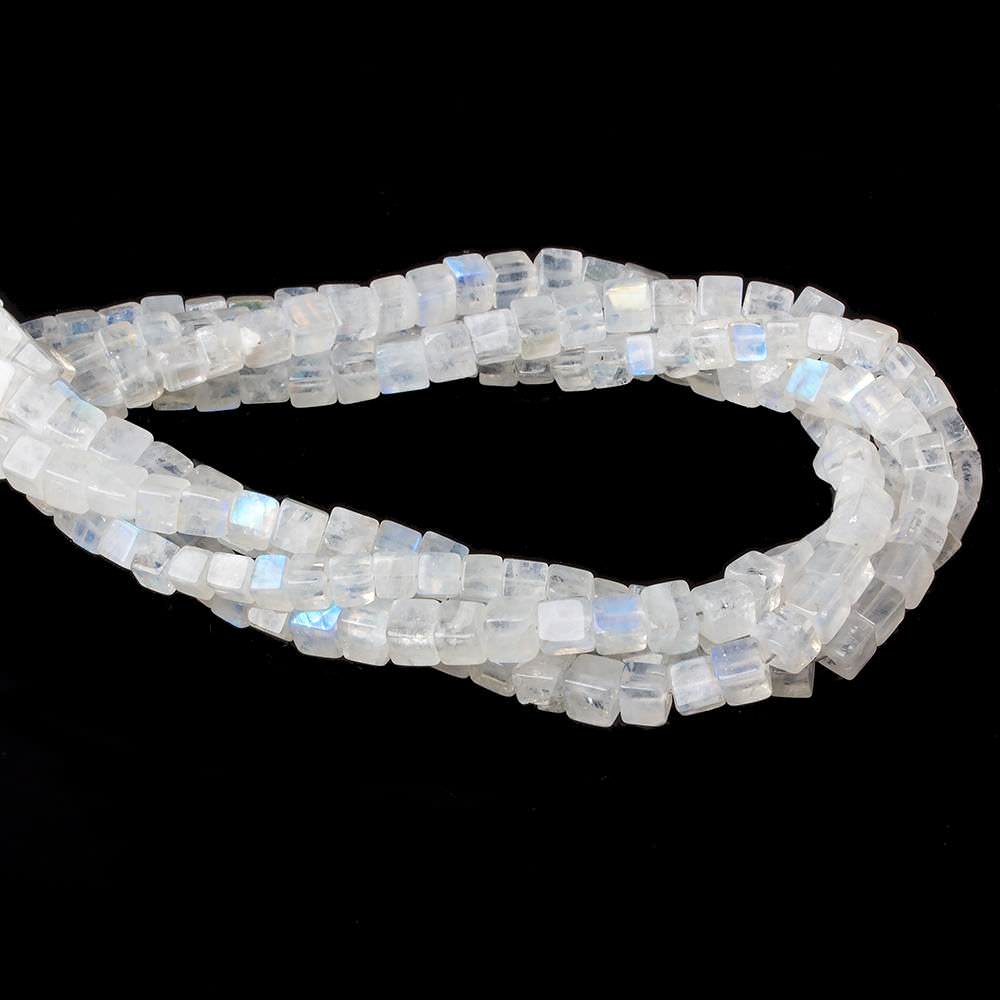 4-5mm Rainbow Moonstone Plain Cube Beads 14.5 inches 74 beads - Beadsofcambay.com