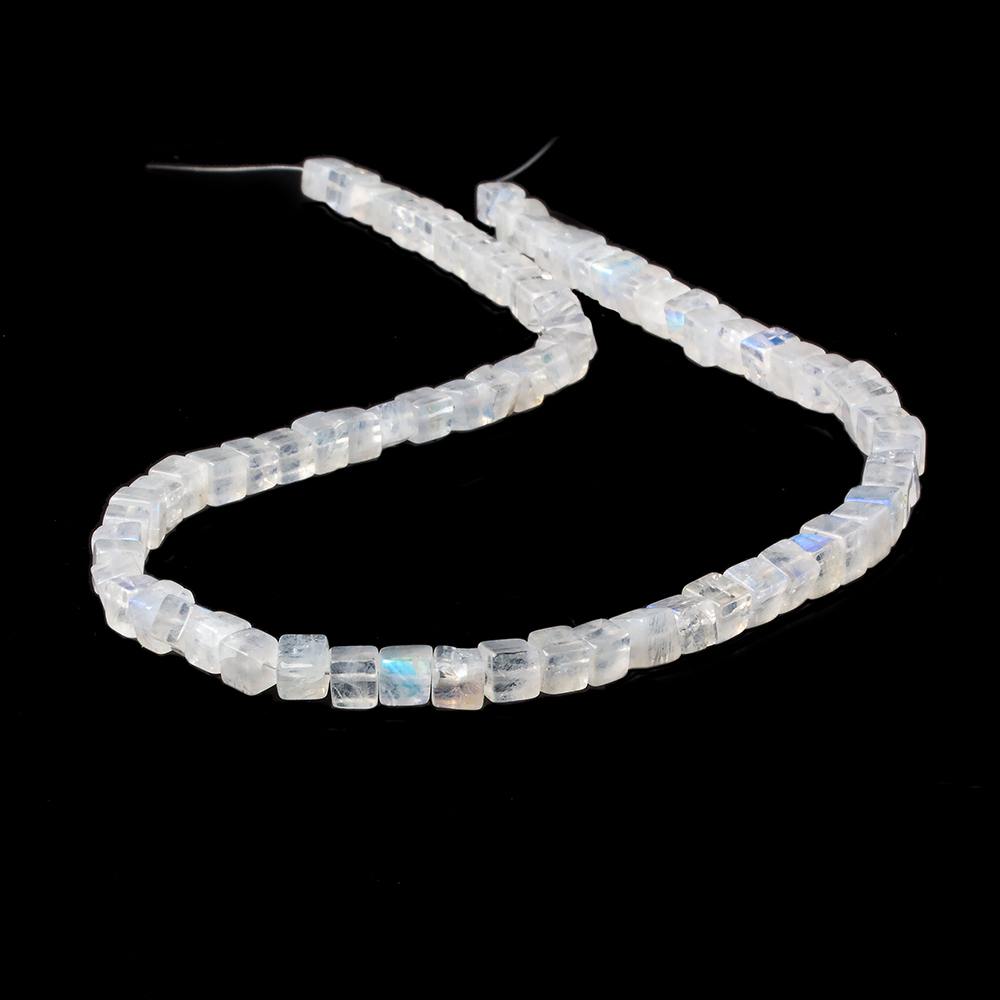 4-5mm Rainbow Moonstone Plain Cube Beads 14.5 inches 74 beads - Beadsofcambay.com