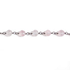 4-5mm Rose Quartz faceted round Black Gold .925 Chain by the foot 34 beads - Beadsofcambay.com