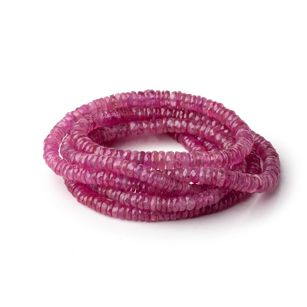 4-5mm Ruby Faceted Heshi Beads 18 inch 295 pieces AA - Beadsofcambay.com